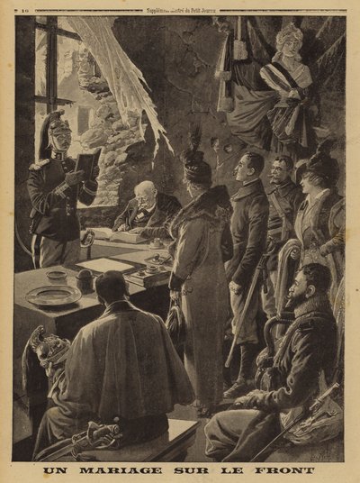 मोर्चे पर एक शादी, हाउतेविल, अरास, फ़्रांस, प्रथम विश्व युद्ध द्वारा लुई चार्ल्स (बाद में) बमबारी की