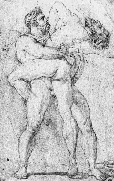 हरक्यूलिस गला Antaeus (कागज पर ग्रेफाइट पेंसिल) द्वारा लुई चार्ल्स अगस्टे कूडर