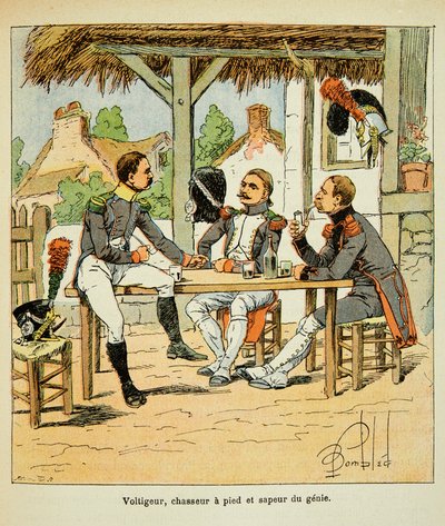 काउंट इमैनुएल डी लास केसेस (1766-1842) द्वारा "द मेमोरियल ऑफ सेंट हेलेन" पुस्तक से बॉम्बल्ड लुइस (1862-1927) द्वारा चित्रण: आर्मी फ़्रैन्काइज़: वोल्टीगुर; शिकारी और जिन्न के सपूर, निजी संग्रह द्वारा लुई चार्ल्स ने बमबारी की