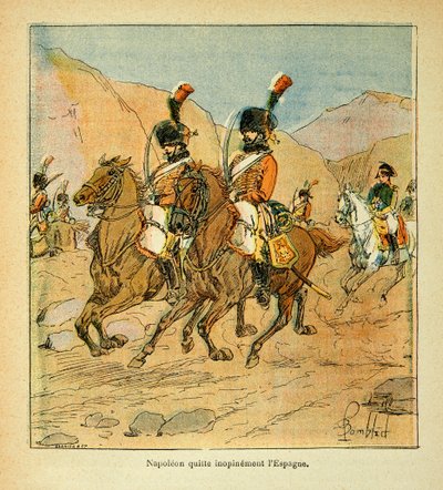 काउंट इमैनुएल डी लास केस (1766-1842) की पुस्तक "द मेमोरियल ऑफ सेंट हेलेन" से बॉम्बल्ड लुइस (1862-1927) का चित्रण: सम्राट नेपोलियन तत्काल स्पेन छोड़ देता है द्वारा लुई चार्ल्स ने बमबारी की