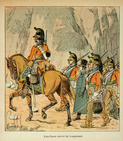 काउंट इमैनुएल डी लास केसेस (1766-1842) द्वारा "द मेमोरियल ऑफ सेंट हेलेन" पुस्तक से बॉम्बल्ड लुइस (1862-1927) का चित्रण: हडसन लोव (1769-1844) के आदेश से लास केस गिरफ्तार निजी संग्रह द्वारा लुई चार्ल्स ने बमबारी की