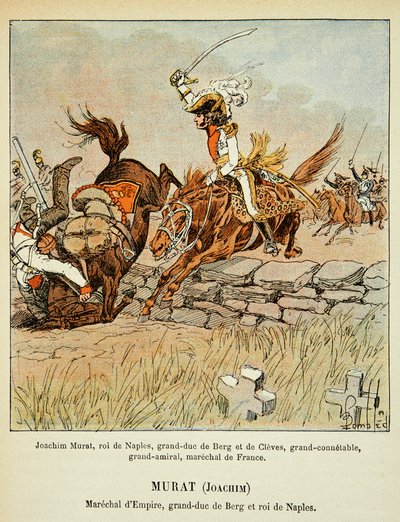 काउंट इमैनुएल डी लास केसेस (1766-1842) द्वारा "द मेमोरियल ऑफ सेंट हेलेन" पुस्तक से बॉम्बल्ड लुइस (1862-1927) का चित्रण: जोआचिम मूरत (1767-1815) चार्ज, निजी संग्रह द्वारा लुई चार्ल्स ने बमबारी की