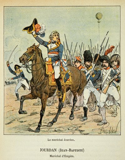 काउंट इमैनुएल डे लास केसेस (1766-1842) की पुस्तक "द मेमोरियल ऑफ सेंट हेलेन" से बॉम्बल्ड लुइस (1862-1927) का चित्रण: द मारेचल जीन बैप्टिस्ट जर्सडान (1762-1833) अपने सैनिकों के प्रमुख, निजी संग्रह द्वारा लुई चार्ल्स ने बमबारी की