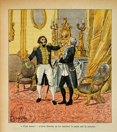 काउंट इमैनुएल डी लास केसेस (1766-1842) द्वारा "द मेमोरियल ऑफ सेंट हेलेन" पुस्तक से बॉम्बल्ड लुइस (1862-1927) का चित्रण: टैलीरैंड (1754-1838) डेनिस डिक्रेस (1761-1820) का सामना करना पड़ रहा है। निजी संग्रह द्वारा लुई चार्ल्स ने बमबारी की