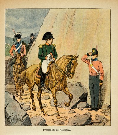 काउंट इमैनुएल डी लास केसेस (1766-1842) द्वारा "द मेमोरियल ऑफ सेंट हेलेन" पुस्तक से बॉम्बल्ड लुइस (1862-1927) का चित्रण: सम्राट नेपोलियन का सेंट हेलेन, निजी संग्रह का सैर द्वारा लुई चार्ल्स ने बमबारी की