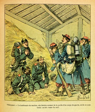 यूजीन सार्जेंट द्वारा L'Armee de l'Est, dit Grenest, लुई बॉम्बल्ड द्वारा सचित्र (1862-1927) (फ्रेंको-जर्मन युद्ध; 1870 -1871 का अभियान): जनवरी 1871, विलर्सक्सेल की लड़ाई के अगले दिन, छह बडोइस आते हैं एक गार्ड कोर के भूसे से बाहर जहां वे द्वारा लुई चार्ल्स ने बमबारी की
