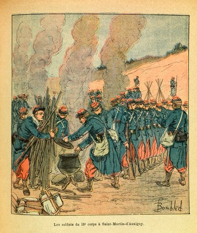 यूजीन सार्जेंट द्वारा L'Armee de l'Est, dit Grenest, लुई बॉम्बल्ड द्वारा सचित्र (1862-1927) (फ्रेंको-जर्मन युद्ध; 1870 -1871 का अभियान): सेंट मार्टिन d'Auxigny में 18 वीं वाहिनी के सैनिक, आंशिक संग्रह द्वारा लुई चार्ल्स ने बमबारी की