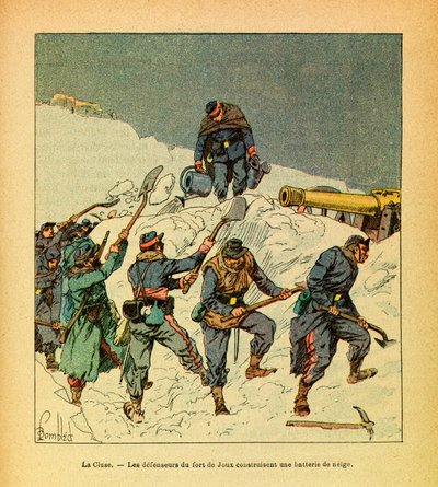 L'Armee de l'Est de Eugene Sergent, dit Grenest, लुइस बॉम्बल्ड द्वारा शानदार (1862-1927) (फ्रेंको-जर्मन युद्ध; 1870 -1871 का अभियान): फरवरी 1871, ला क्लूस, फोर्ट डी जौक्स के रक्षक एक का निर्माण करते हैं बर्फ की बैटरी, संग्रह आंशिक द्वारा लुई चार्ल्स ने बमबारी की