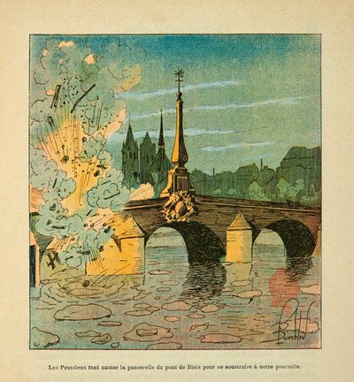 यूजीन सर्जेंट द्वारा L'Armee de la Loire, dit Grenest, लुइस बॉम्बल्ड द्वारा सचित्र (1862-1927) (फ्रेंको-जर्मन युद्ध; 1870-1871 का अभियान): प्रशिया ने जनवरी 1871 में ब्लोइस के पुल को उड़ा दिया, संग्रह आंशिक द्वारा लुई चार्ल्स ने बमबारी की
