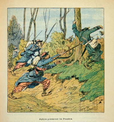 यूजीन सर्जेंट द्वारा L'Armee de la Loire, dit Grenest, लुई बॉम्बल्ड द्वारा सचित्र (1862-1927) (फ्रेंको-जर्मन युद्ध; 1870 -1871 का अभियान): 1870 के युद्ध के दौरान प्रशिया का पीछा करने वाले फ्रांसीसी सैनिक, निजी संग्रह द्वारा लुई चार्ल्स ने बमबारी की
