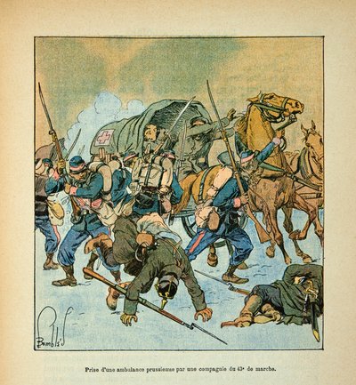 यूजीन सर्जेंट द्वारा L'Armee de la Loire, dit Grenest, लुई बॉम्बल्ड द्वारा सचित्र (1862-1927) (फ्रेंको-जर्मन युद्ध; 1870 -1871 का अभियान): 43.th मार्च की एक कंपनी द्वारा एक प्रशिया एम्बुलेंस लेना, निजि संग्रह द्वारा लुई चार्ल्स ने बमबारी की