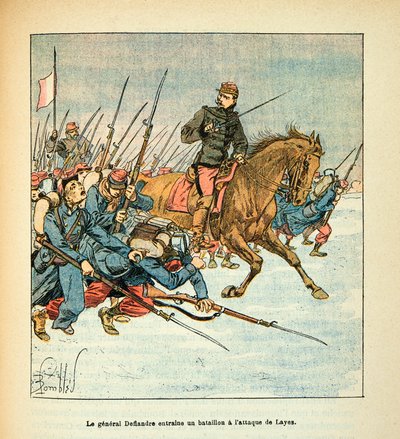 L'Armee de la Loire de Eugene Sergent, dit Grenest, लुइस बॉम्बल्ड (1862-1927) (फ्रेंको-जर्मन युद्ध; अभियान 1870-1871) द्वारा सचित्र: जनरल डिफलैंड्रे ने दिसंबर 1870 में ले पर हमला करने के लिए एक बटालियन को प्रशिक्षित किया, संग्रह आंशिक द्वारा लुई चार्ल्स ने बमबारी की
