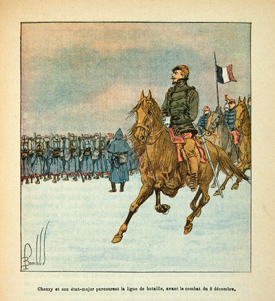 लुई बॉम्बल्ड (1862-1927) (फ्रेंको-जर्मन युद्ध; 1870-1871 का अभियान) द्वारा सचित्र यूजीन सर्जेंट द्वारा द आर्मी ऑफ द लॉयर, ग्रेनेस्ट के रूप में जाना जाता है: जनरल चान्ज़ी और उनके कर्मचारी 8 दिसंबर की लड़ाई से पहले युद्ध रेखा की यात्रा करते हैं। १८७०, निजी स द्वारा लुई चार्ल्स ने बमबारी की