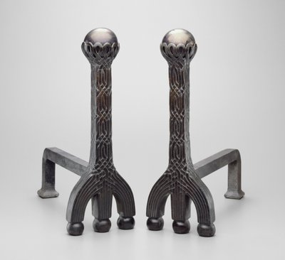 Andirons की जोड़ी, c.1892 - 1902 (फ़ेवरल ग्लास के साथ कांस्य) द्वारा लुई कम्फर्ट टिफ़नी