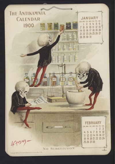 एंटीकामोनिया कैलेंडर के लिए चित्रण, 1900 द्वारा Louis Crucius or Crusuius