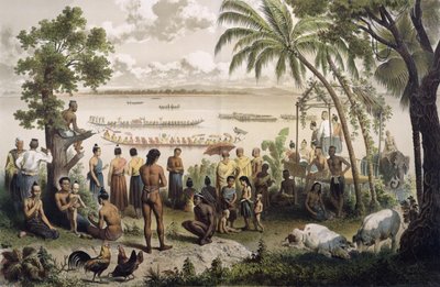 डौशर्ट डी लैगरी (1823-68) द्वारा &39;एटलस डु वोएज डी&39; इंडोचाइन &39;से बासक नदी पर पिरोग दौड़, पेरिस 1874 में प्रकाशित (विस्तार के लिए 232562 देखें) द्वारा लुई डेलापोर्टे