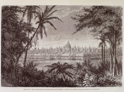 1870 के आसपास अंगकोर थॉम का दृश्य - लुई डेलापोर्टे, पेरिस द्वारा "" वॉयज औ कंबोडिया "" में द्वारा लुई डेलापोर्टे