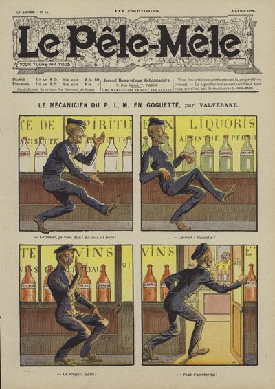 PLM मैकेनिक एक होड़ पर। पेले-मेले के लिए चित्रण, 1906 द्वारा Louis Denis Valverane
