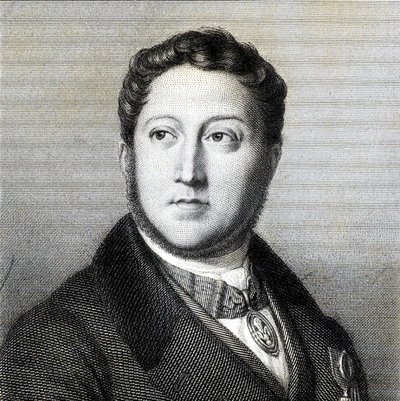 संगीतकार गियोचिनो एंटोनियो रॉसिनी का पोर्ट्रेट 1792-1868, 1836। द्वारा लुई डुप्रे