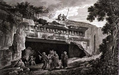 यहूदा के राजाओं का सेपुलचरल स्मारक, टिलार्ड द्वारा उकेरी गई 'वॉयेज पिटोरेस्क' के खंड III से प्लेट 25 द्वारा लुई फ्रेंकोइस (बाद में) कसासो