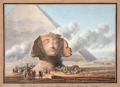 स्फिंक्स के सिर और खफरे, गीज़ा, मिस्र के पिरामिड का दृश्य, c1790 द्वारा लुई फ़्राँस्वा कसासी