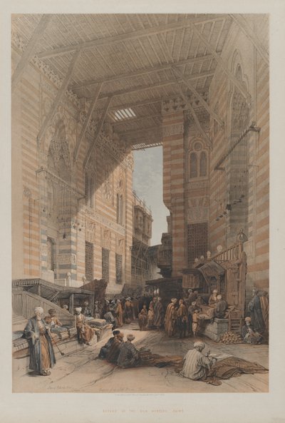 मिस्र और नूबिया, वॉल्यूम III: बाजार ऑफ द सिल्क मर्कर्स, काहिरा, 1848। द्वारा लुई हागे