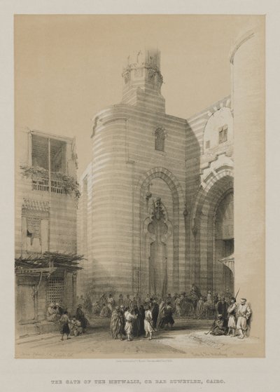 मिस्र और नूबिया, वॉल्यूम III: गेट ऑफ़ द मेटवैलिस, काहिरा, 1848। द्वारा लुई हागे