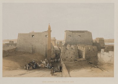 मिस्र और नूबिया, खंड II: लक्सोर के मंदिर में भव्य प्रवेश, 1848। द्वारा लुई हागे