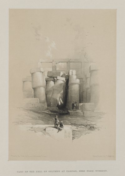 मिस्र और नूबिया, खंड II: करनक, थेब्स, 1847 में हॉल ऑफ कॉलम के भाग। द्वारा लुई हागे