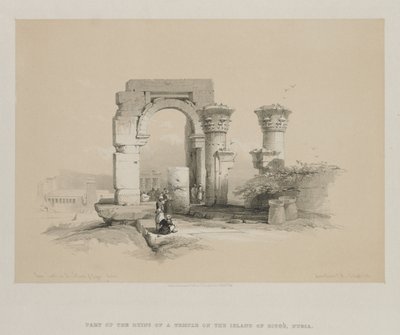 मिस्र और नूबिया, खंड II: खंडहर - मंदिर Biggeh, नूबिया, 1847 में। द्वारा लुई हागे