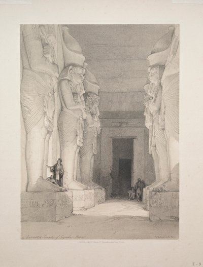 मिस्र और नूबिया: वॉल्यूम I - नंबर 9, गेर्शे का उत्कीर्ण मंदिर, नूबिया, 1838। द्वारा लुई हागे