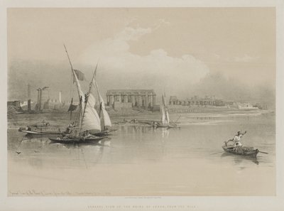 मिस्र और नूबिया, वॉल्यूम I: नील नदी से लक्सर के सामान्य दृश्य, 1846। द्वारा लुई हागे