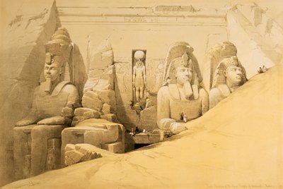 अबू सिंबल, नूबिया के महान मंदिर का अग्रभाग, मिस्र, 1849 द्वारा लुई हागे