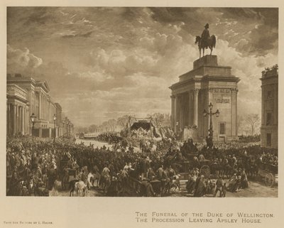 वेलिंगटन के ड्यूक का अंतिम संस्कार; अप्सले हाउस से निकलते हुए जुलूस द्वारा लुई हागे