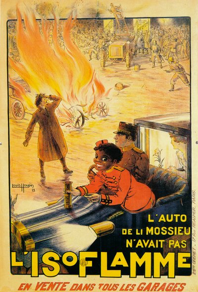 आइसोफ्लेम फायर एक्सटिंग्विशर, 1913 के लिए विज्ञापन द्वारा लुइस होउपिन