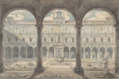 सर्टोसा डी सैन मार्टिनो, नेपल्स, सीए.1777-1779 का क्लोस्टर। द्वारा लुई जीन डेस्पर्ज
