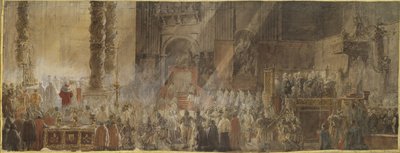स्वीडन के राजा गुस्ताव III (1746-1792) वेटिकन में सेंट पीटर की बेसिलिका में क्रिसमस मास में भाग लेते हैं, 1783 - स्वीडन के राजा गुस्ताव III वेटिकन में सेंट पीटर की बेसिलिका में क्रिसमस मास में भाग लेते हैं द्वारा लुई जीन डेस्पर्ज