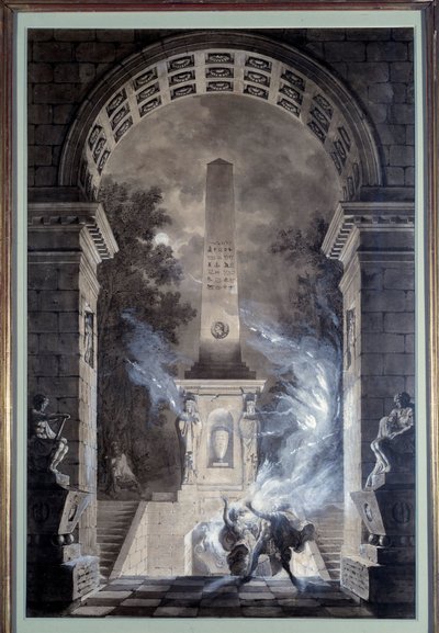 सीनोग्राफी: जीन लुई डेस्प्रेज़ (1743-1804) द्वारा फ्रेंकोइस मैरी अरौएट डिट वोल्टेयर (1694-1778) (1748) 1784 द्वारा "सेमिरामिस" के टुकड़े के लिए सजावट परियोजना का एहसास हुआ। टिसिनो में डिब्बाबंद। द्वारा लुई जीन डेस्पर्ज