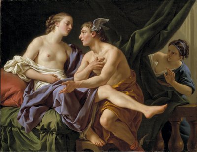 Mercure, Herse et Aglaure - Mercure, Herse and Aglaurus, Lagrenee, Louis-Jean-Francois (1725-1805) द्वारा। तेल के रंगों से केन्वस पर बना चित्र द्वारा लुई जीन फ्रांस्वा लाग्रेनी