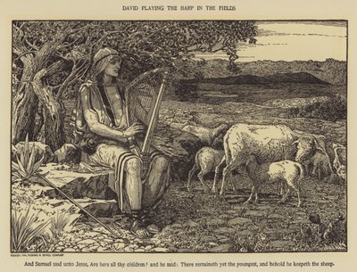 डेविड खेतों में वीणा बजाता हुआ द्वारा लुइस जॉन सिर