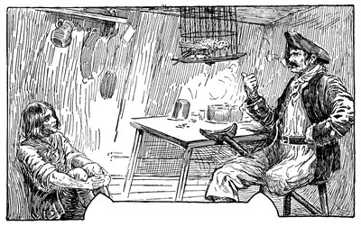 रॉबर्ट लुई स्टीवेन्सन (1850-1894) 1915 के उपन्यास "ट्रेजर आइलैंड" के लिए लुई रहेड (1857-1926) द्वारा चित्रण द्वारा लुइस जॉन सिर