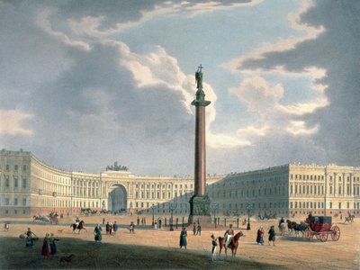अलेक्जेंडर कॉलम और सेंट पीटर्सबर्ग में सेना मुख्यालय, 1840 के Lemercier, पेरिस द्वारा मुद्रित द्वारा लुइस जूल्स अर्नौट