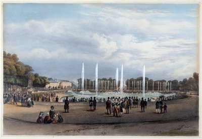 Parc de Versailles: ड्रैगन का पानी का टुकड़ा - "ए वॉक इन पेरिस एंड इट्स एअराउंड्स" में, जैकोटेट और बेनोइस्ट द्वारा डिज़ाइन किया गया, c. १८४० द्वारा लुई जूलियन जैकट