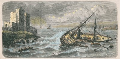 1863 में बेरूत में &39;मौरडाइन&39; का डूबना, एम। मॉरग्विल की एक तस्वीर के बाद द्वारा लुई ले ब्रेटन