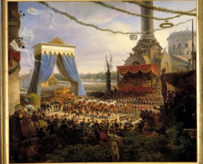6/06/1825 को राज्याभिषेक के बाद एंट्रे डी चार्ल्स एक्स पेरिस। पेरिस के नगर निकाय द्वारा बैरियर डे ला विलेट में शाही गाड़ी का स्वागत किया गया, जिसके सिर पर सीन विभाग का प्रीफ़ेट, काउंट ऑफ़ चाबरोल पेंटिंग द्वारा लुई फ्रा द्वारा लुई लेज्यून