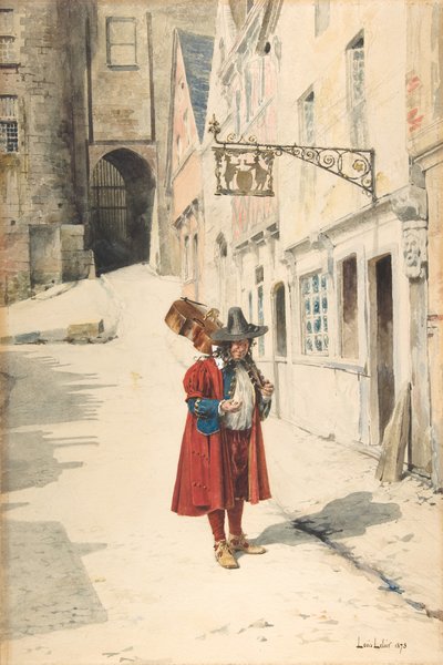 वंडरिंग मिनस्ट्रेल, ओल्ड नूर्नबर्ग, 1843-84। द्वारा लुई लेलोइरो