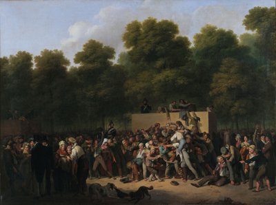 किंग्स..., 1822 के अवसर पर चैंप्स-एलिसीज़ पर शराब और भोजन का वितरण। द्वारा लुई लियोपोल्ड बोइली