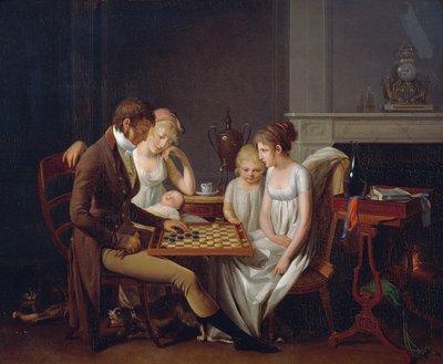 लुइस लियोपोल्ड बोइली (1761-1845), कैनवास पर तेल, फ्रांस द्वारा चेकर्स के पारिवारिक खेल की पेंटिंग, सीए 1803 द्वारा लुई लियोपोल्ड बोइली