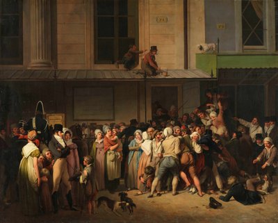 एक मुफ्त शो, सीए 1819 के दिन Théâtre de lAmbigu-Comique का प्रवेश द्वार। द्वारा लुई लियोपोल्ड बोइली