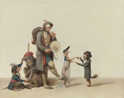 बोइली, लुइस-लियोपोल्ड (1761-1845) द्वारा डांसिंग डॉग्स के साथ एक एनिमल ट्रेनर, एक भालू और बंदर। कैनवास पर तेल, आकार: 32,4x40,6 सेमी - निजी संग्रह द्वारा लुई लियोपोल्ड बोइली